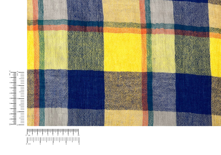 High-Twist Yarn-Dyed Plaid Linen Polyester Fabric – Soft with Crisp, Subtle Wrinkle 7983