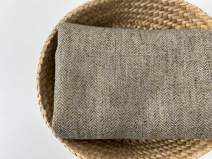 Linen Polyester HBT Herringbone Twill Fabric with Melange Effect Heavy Weight 7353 7821