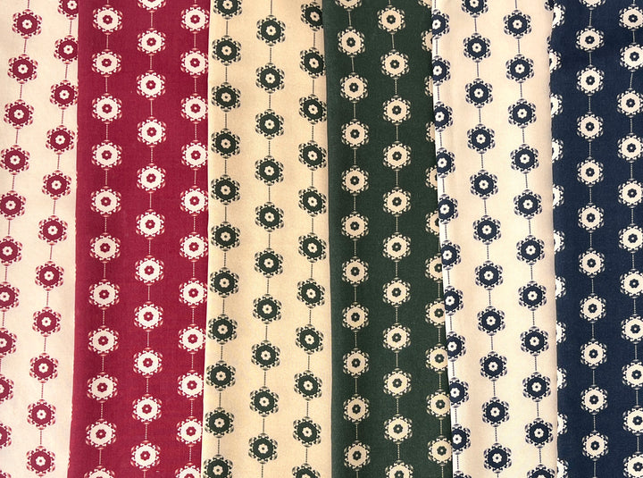 Medalians - Brass Collection - Wool Rayon Print Fabric, Design by Madeline, Madswick Studio 8370 8371 8372 8373 8374 8375