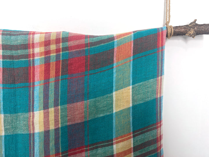 High-Twist Yarn-Dyed Plaid Linen Polyester Fabric – Soft with Crisp, Subtle Wrinkle 7979
