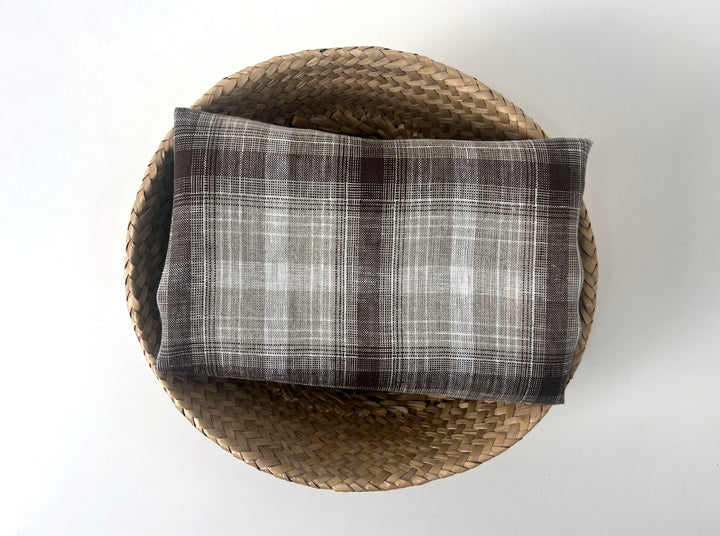 Natural Plaid 100% Linen Fabric – Lightweight & Pre-Washed 8295