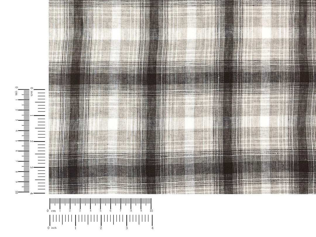 Natural Plaid 100% Linen Fabric – Lightweight & Pre-Washed 8295