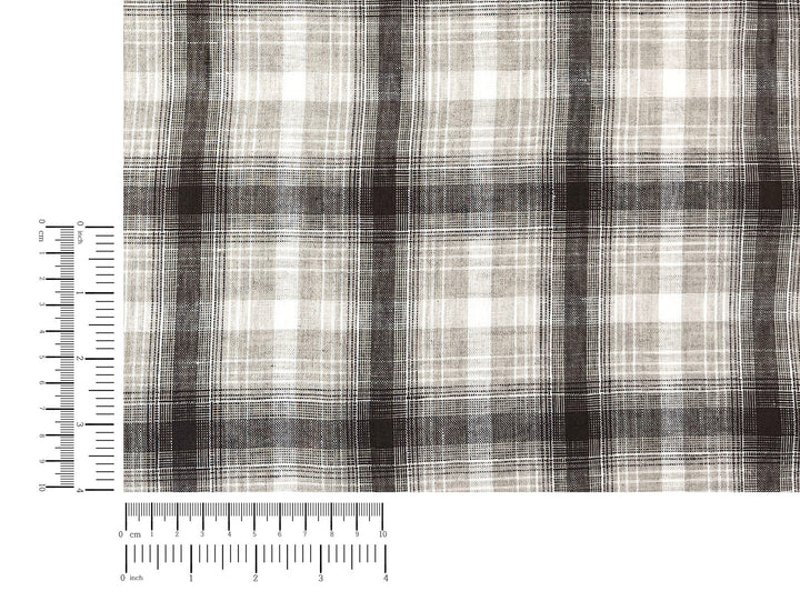 Natural Plaid 100% Linen Fabric – Lightweight & Pre-Washed 8295