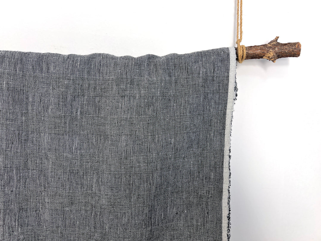 Textured Linen Blend Check Fabric – Cool Crisp Handfeel 8176