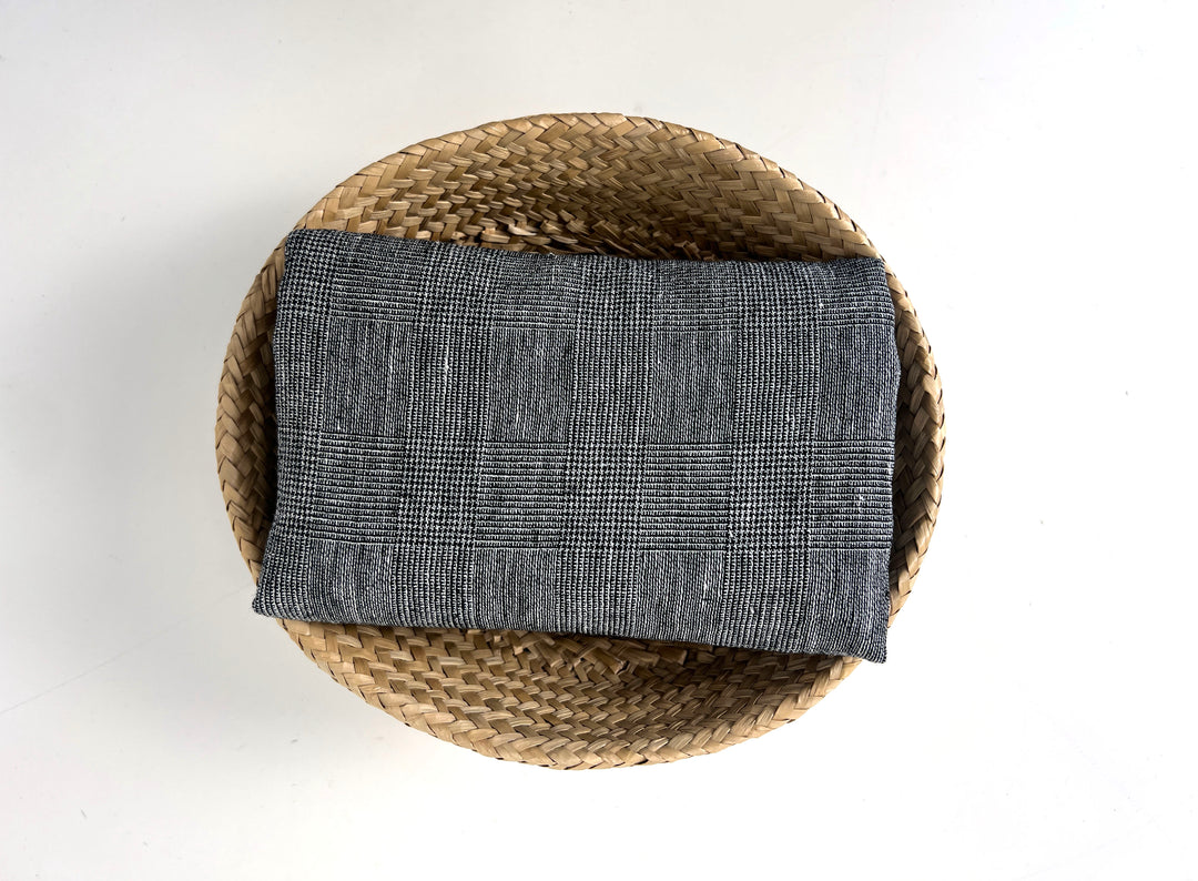 Textured Linen Blend Check Fabric – Cool Crisp Handfeel 8176
