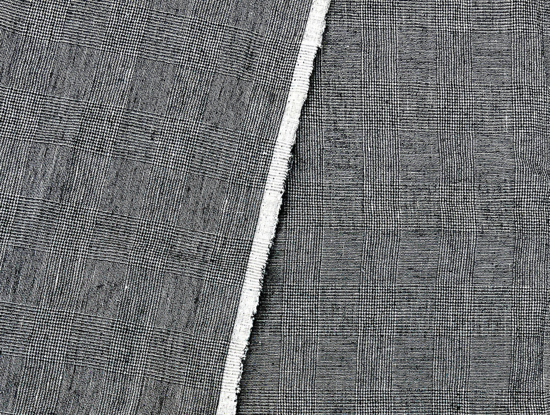 Textured Linen Blend Check Fabric – Cool Crisp Handfeel 8176
