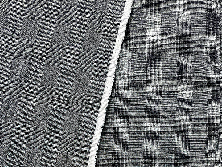 Textured Linen Blend Check Fabric – Cool Crisp Handfeel 8176