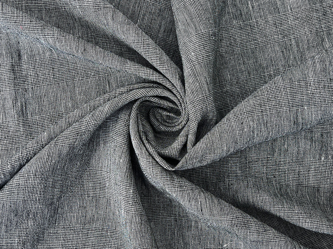 Textured Linen Blend Check Fabric – Cool Crisp Handfeel 8176