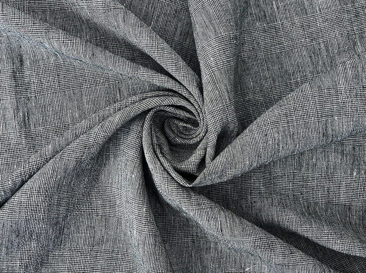 Textured Linen Blend Check Fabric – Cool Crisp Handfeel 8176