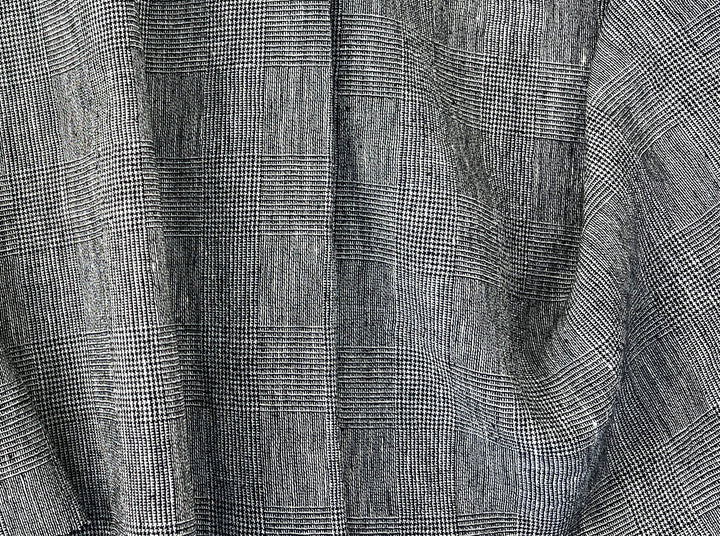 Textured Linen Blend Check Fabric – Cool Crisp Handfeel 8176
