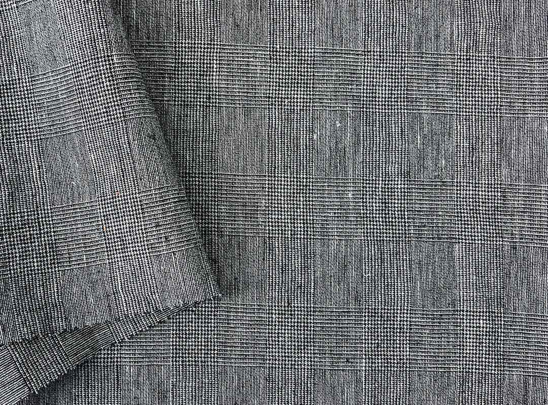 Textured Linen Blend Check Fabric – Cool Crisp Handfeel 8176