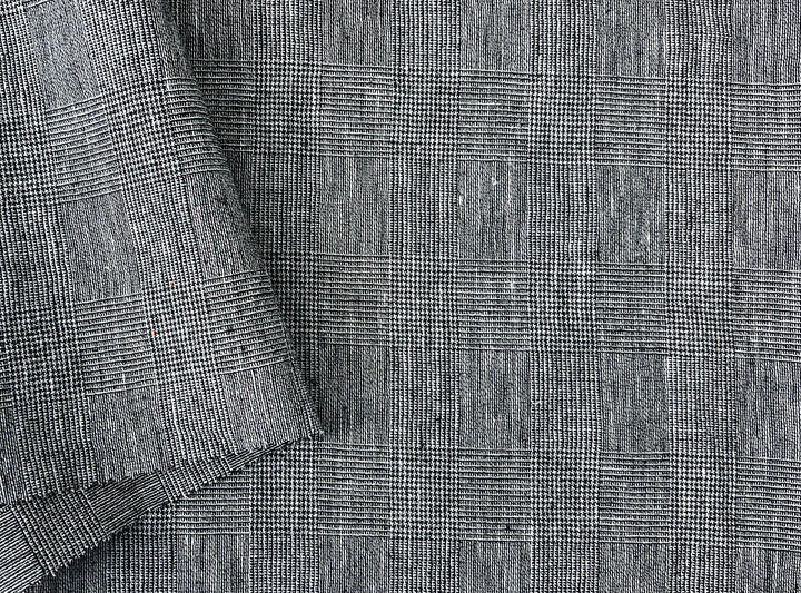 Textured Linen Blend Check Fabric – Cool Crisp Handfeel 8176