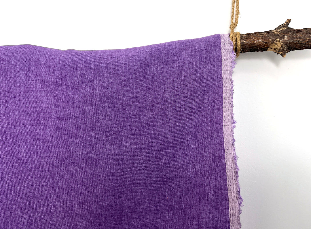 100% Linen Soft&Crisp Fabric 21s Vintage Chambray Violet(light) 7934