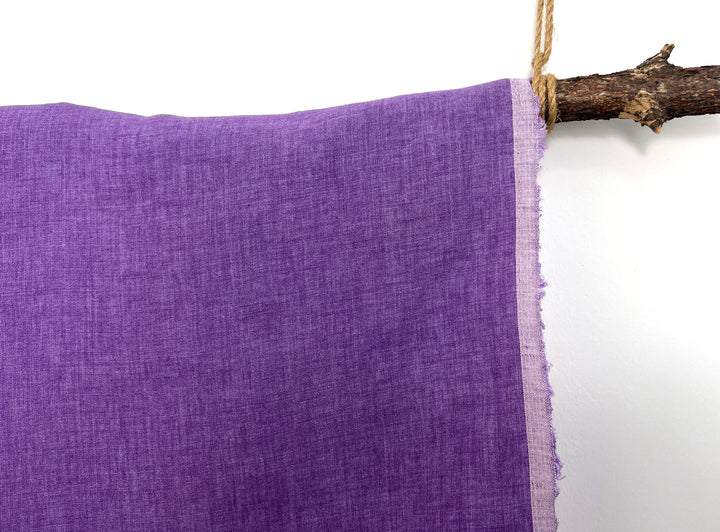 100% Linen Soft&Crisp Fabric 21s Vintage Chambray Violet(light) 7934