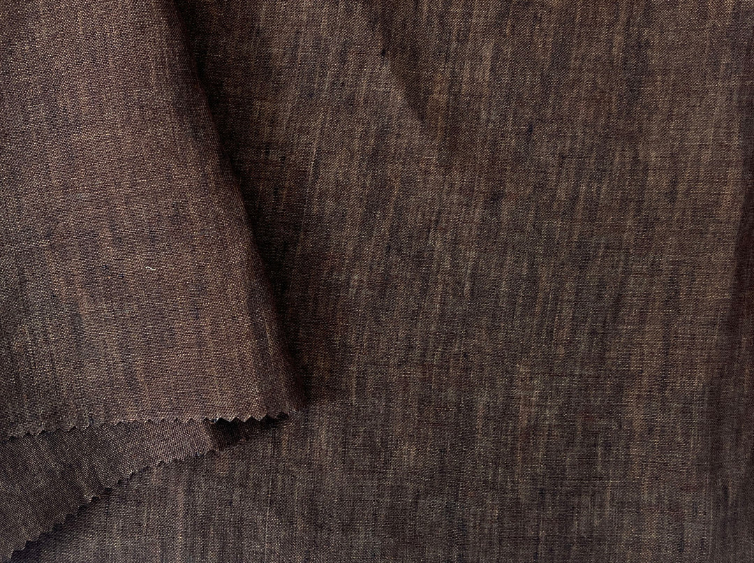100% Linen Soft&Crisp Fabric 21s Vintage Chambray Brown(dark) 8267