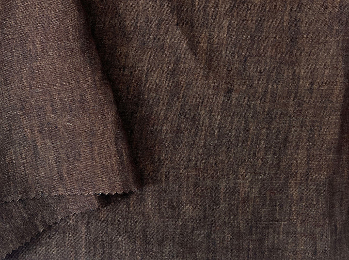 100% Linen Soft&Crisp Fabric 21s Vintage Chambray Brown(dark) 8267