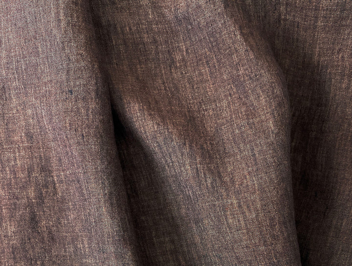 100% Linen Soft&Crisp Fabric 21s Vintage Chambray Brown(dark) 8267