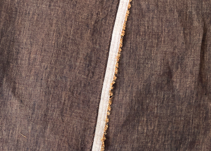 100% Linen Soft&Crisp Fabric 21s Vintage Chambray Brown(dark) 8267