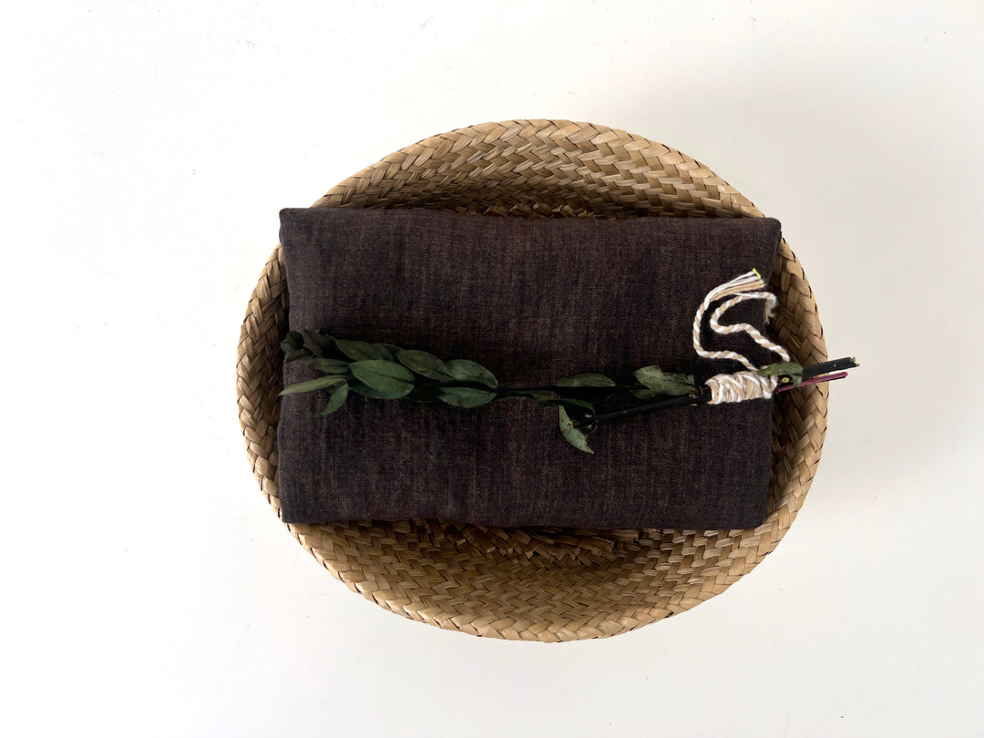 100% Linen Soft&Crisp Fabric 21s Vintage Chambray Brown(dark) 8267