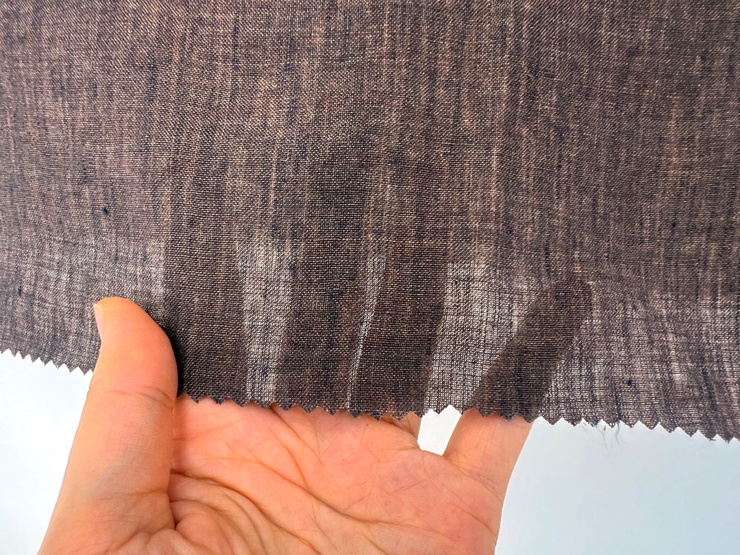 100% Linen Soft&Crisp Fabric 21s Vintage Chambray Brown(dark) 8267