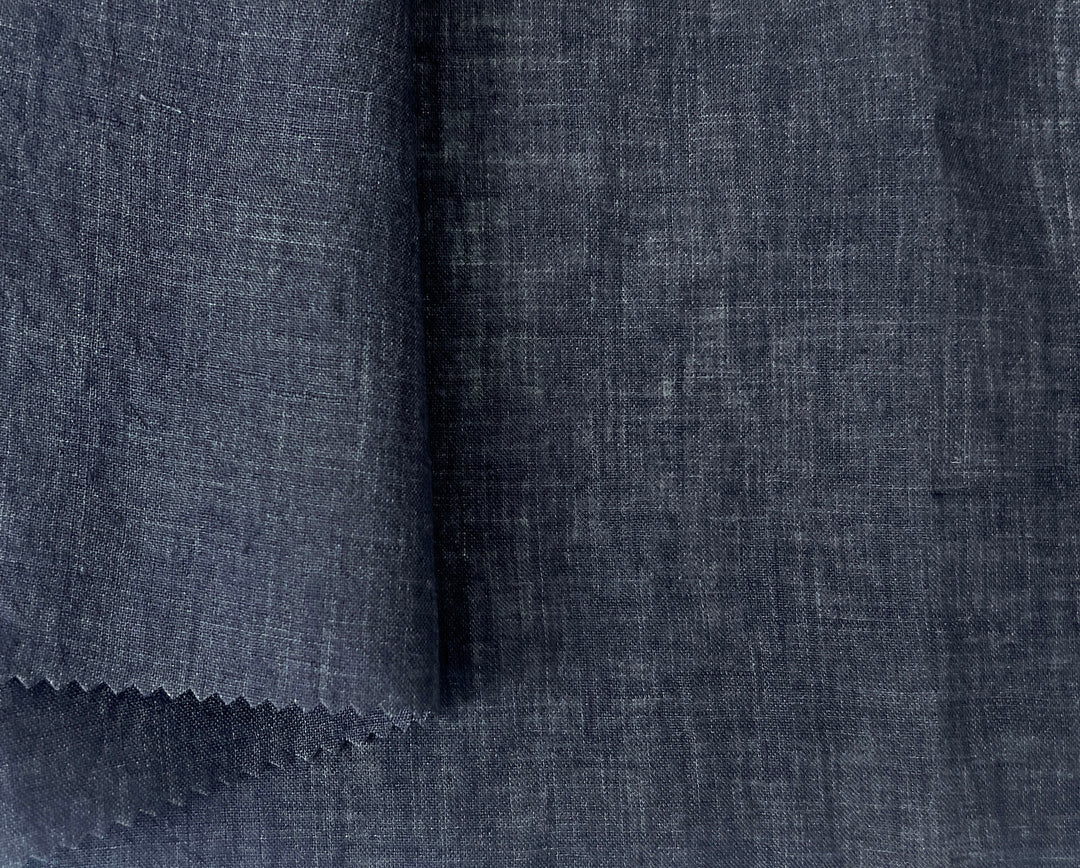 100% Linen Soft&Crisp Fabric 21s Vintage Chambray Grey(charcoal) 7333