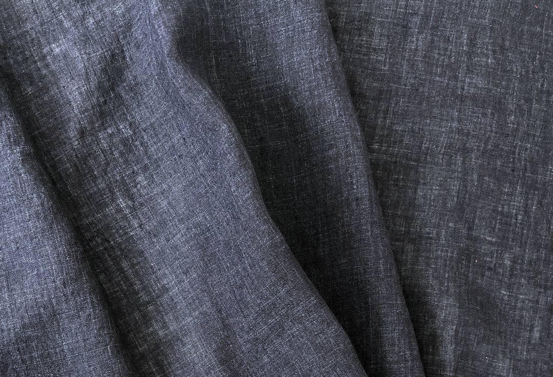 100% Linen Soft&Crisp Fabric 21s Vintage Chambray Grey(charcoal) 7333