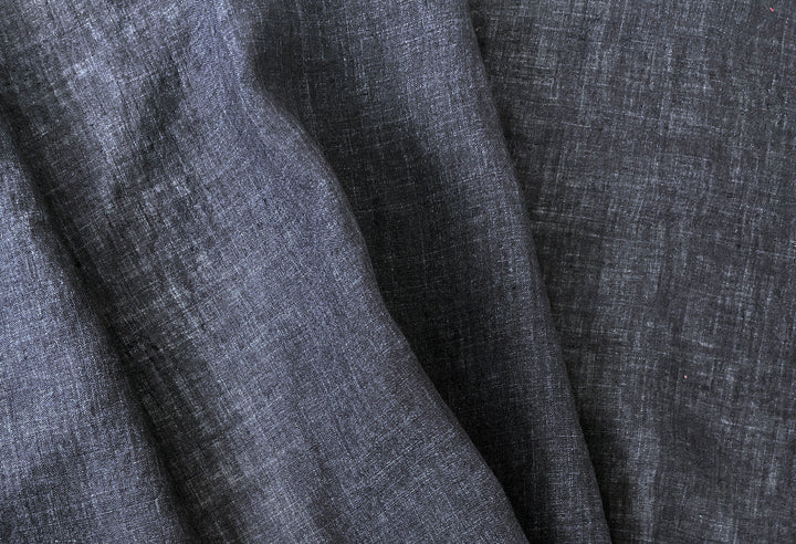100% Linen Soft&Crisp Fabric 21s Vintage Chambray Grey(charcoal) 7333