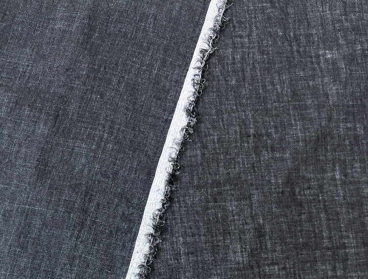 100% Linen Soft&Crisp Fabric 21s Vintage Chambray Grey(charcoal) 7333