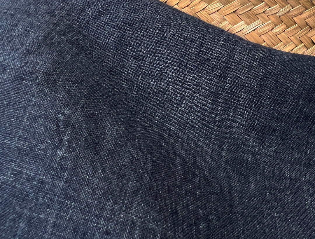 100% Linen Soft&Crisp Fabric 21s Vintage Chambray Grey(charcoal) 7333