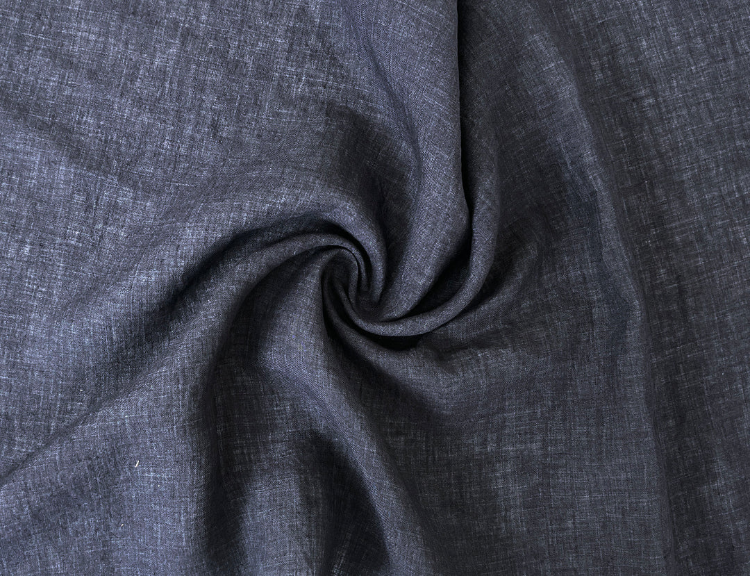 100% Linen Soft&Crisp Fabric 21s Vintage Chambray Grey(charcoal) 7333
