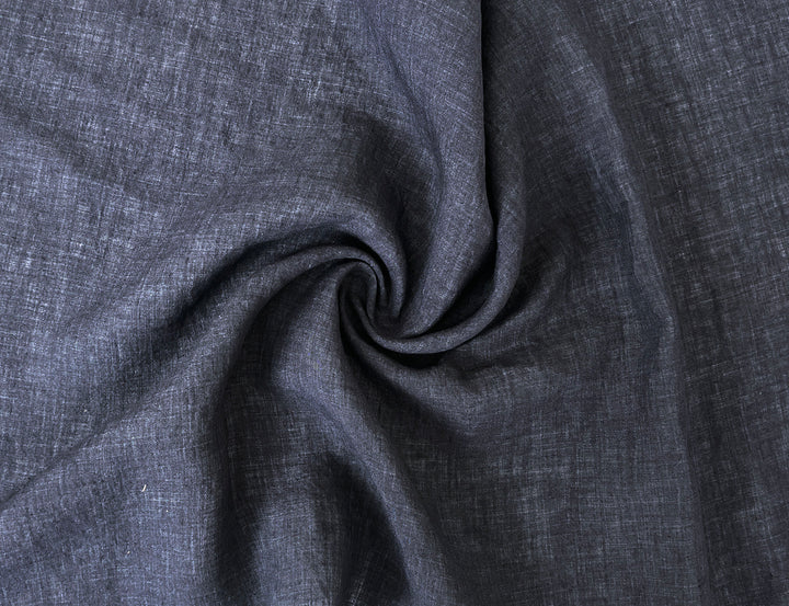 100% Linen Soft&Crisp Fabric 21s Vintage Chambray Grey(charcoal) 7333