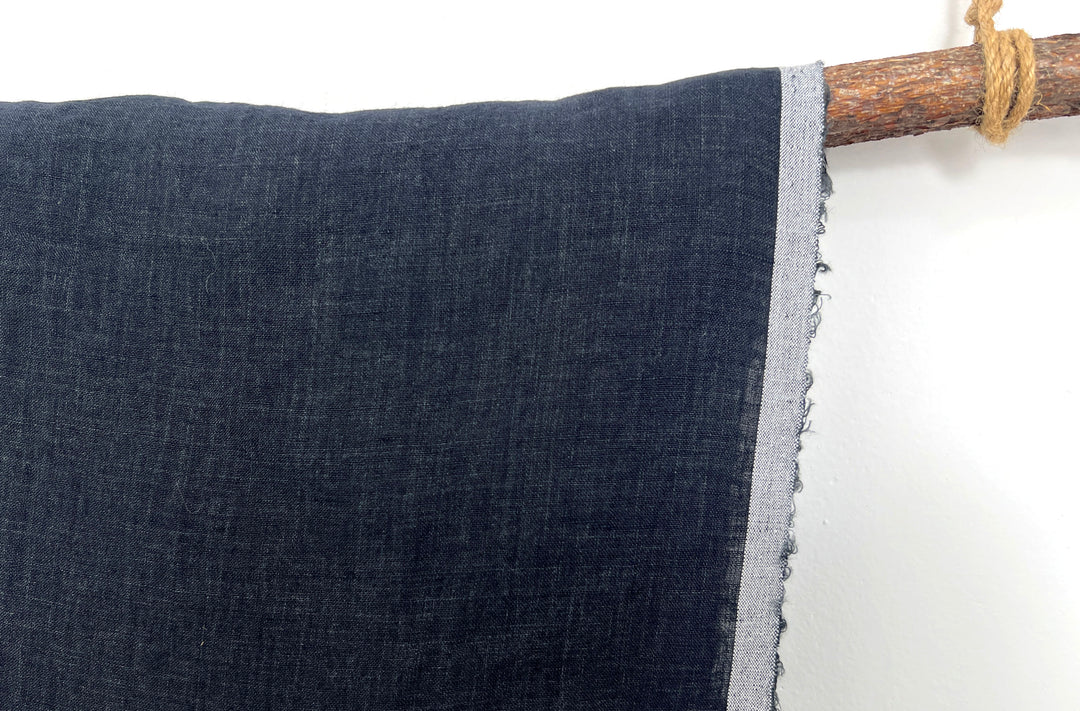 100% Linen Soft&Crisp Fabric 21s Vintage Chambray Grey(charcoal) 7333