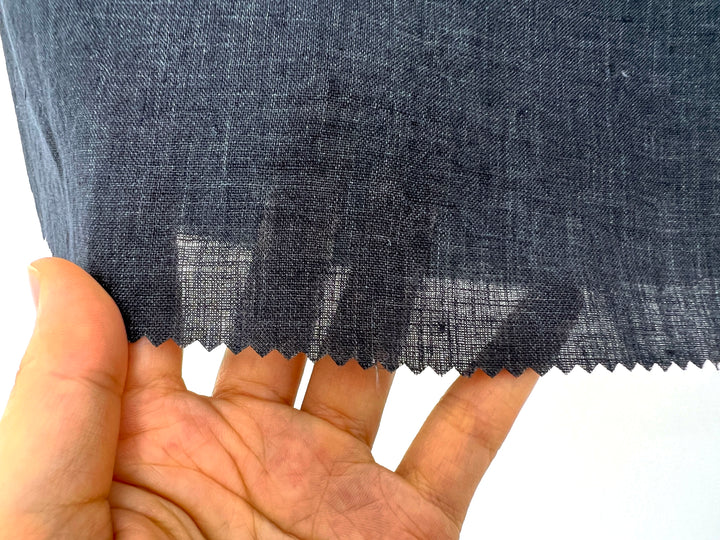 100% Linen Soft&Crisp Fabric 21s Vintage Chambray Grey(charcoal) 7333