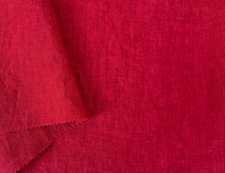 100% Linen Soft&Crisp Fabric 21s Vintage Chambray Red 8318