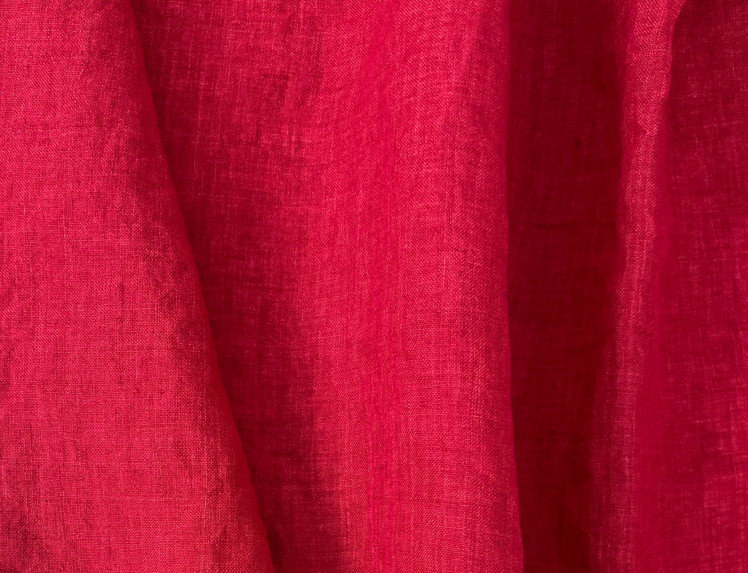 100% Linen Soft&Crisp Fabric 21s Vintage Chambray Red 8318