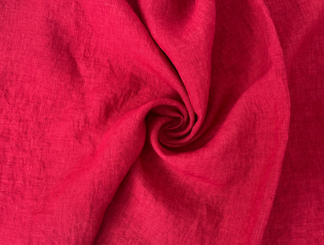 100% Linen Soft&Crisp Fabric 21s Vintage Chambray Red 8318