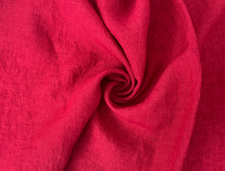 100% Linen Soft&Crisp Fabric 21s Vintage Chambray Red 8318