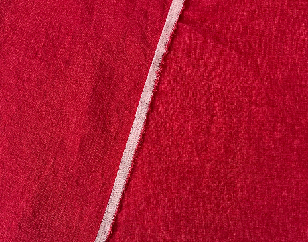 100% Linen Soft&Crisp Fabric 21s Vintage Chambray Red 8318