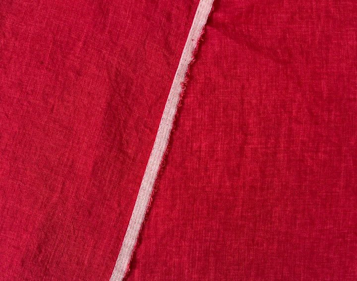100% Linen Soft&Crisp Fabric 21s Vintage Chambray Red 8318