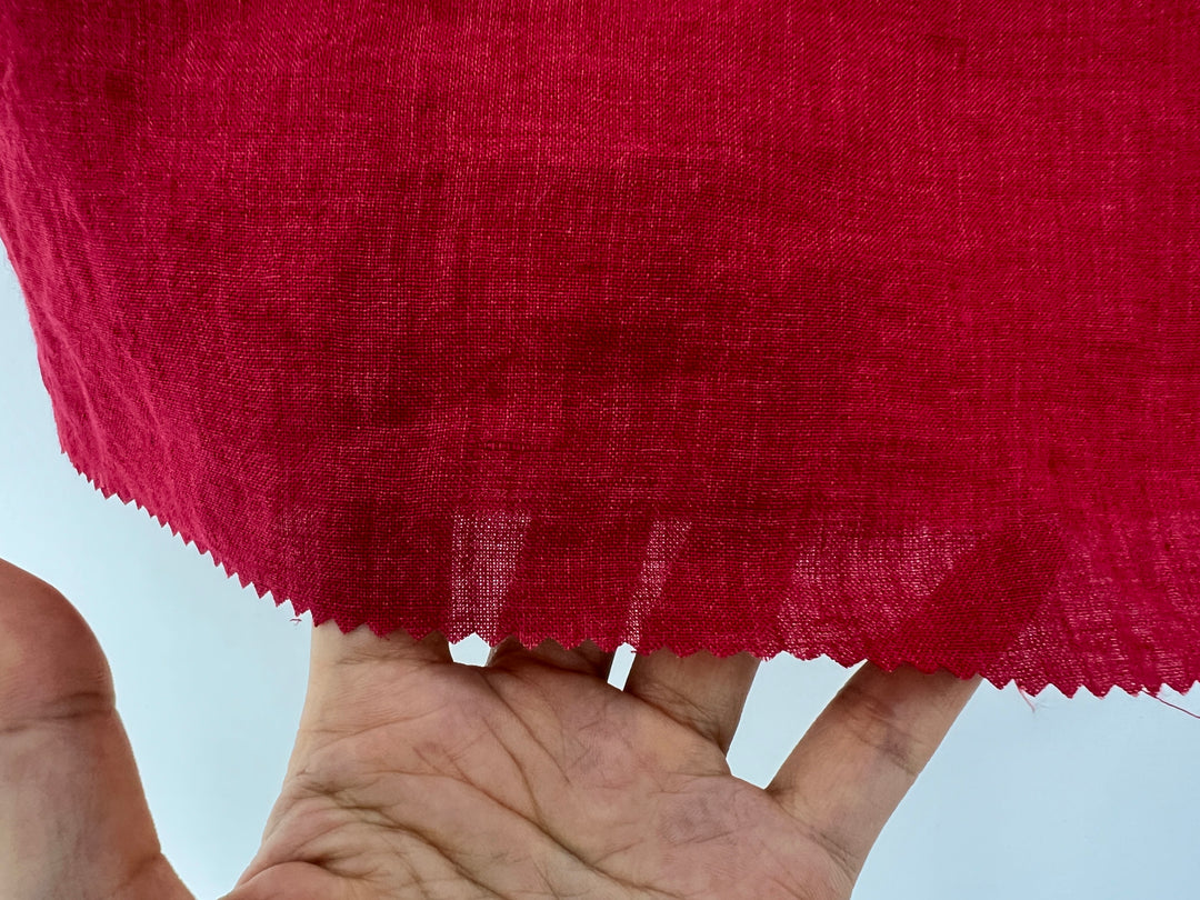 100% Linen Soft&Crisp Fabric 21s Vintage Chambray Red 8318