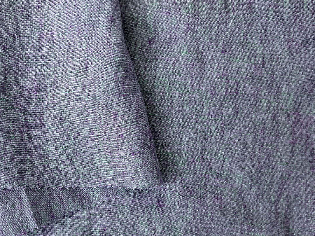 100% Linen Soft&Crisp Fabric 21s Vintage Chambray Violet(melange) 7924
