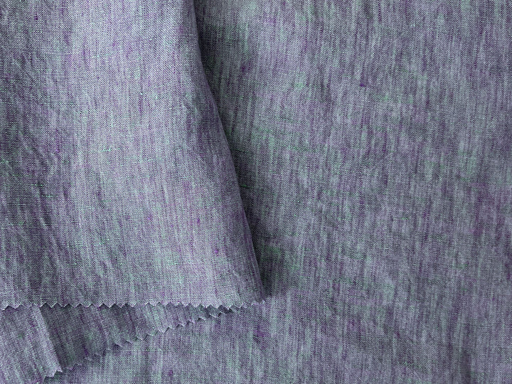 100% Linen Soft&Crisp Fabric 21s Vintage Chambray Violet(melange) 7924