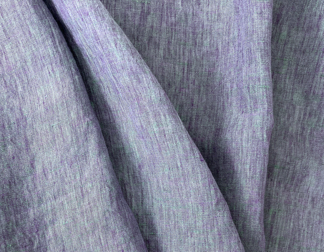 100% Linen Soft&Crisp Fabric 21s Vintage Chambray Violet(melange) 7924