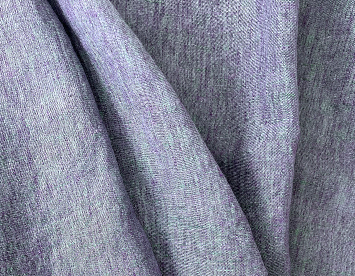 100% Linen Soft&Crisp Fabric 21s Vintage Chambray Violet(melange) 7924