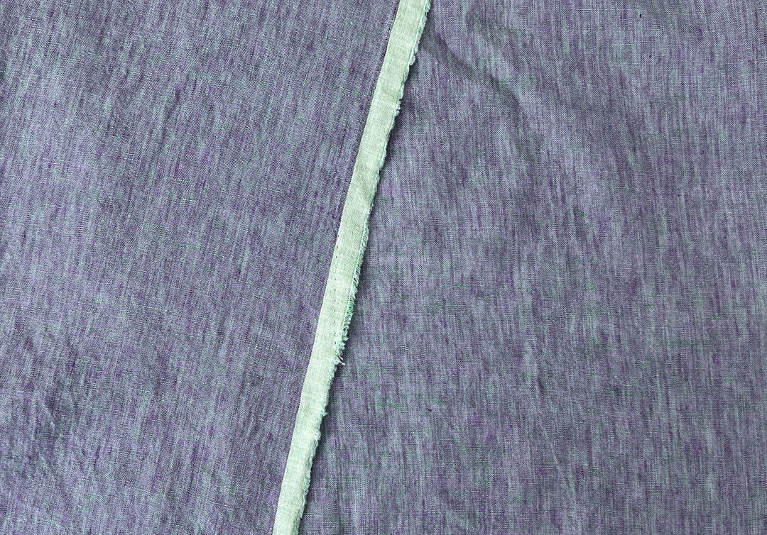 100% Linen Soft&Crisp Fabric 21s Vintage Chambray Violet(melange) 7924