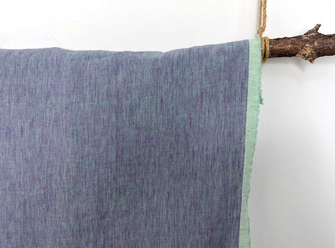 100% Linen Soft&Crisp Fabric 21s Vintage Chambray Violet(melange) 7924