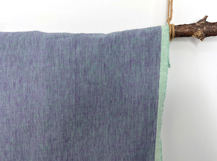 100% Linen Soft&Crisp Fabric 21s Vintage Chambray Violet(melange) 7924