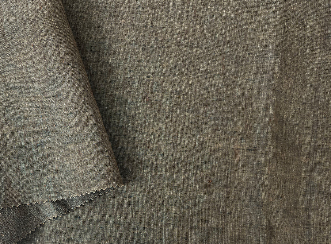 100% Linen Soft&Crisp Fabric 21s Vintage Chambray Brown(light) 8211