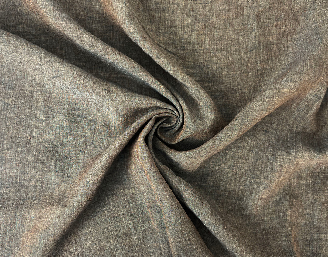 100% Linen Soft&Crisp Fabric 21s Vintage Chambray Brown(light) 8211