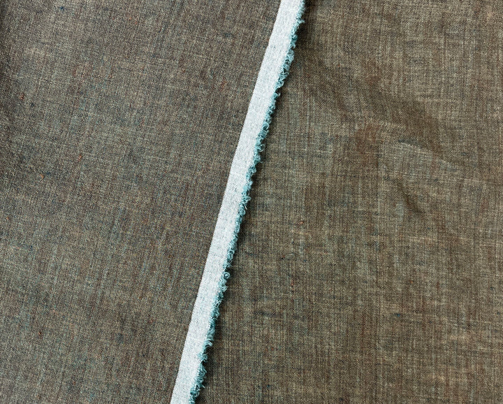 100% Linen Soft&Crisp Fabric 21s Vintage Chambray Brown(light) 8211